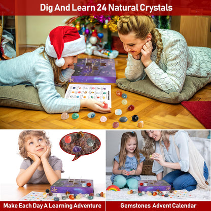 24 Days Natural Healing Crystal Gemstones Minerals & Fossils Advent Calendar