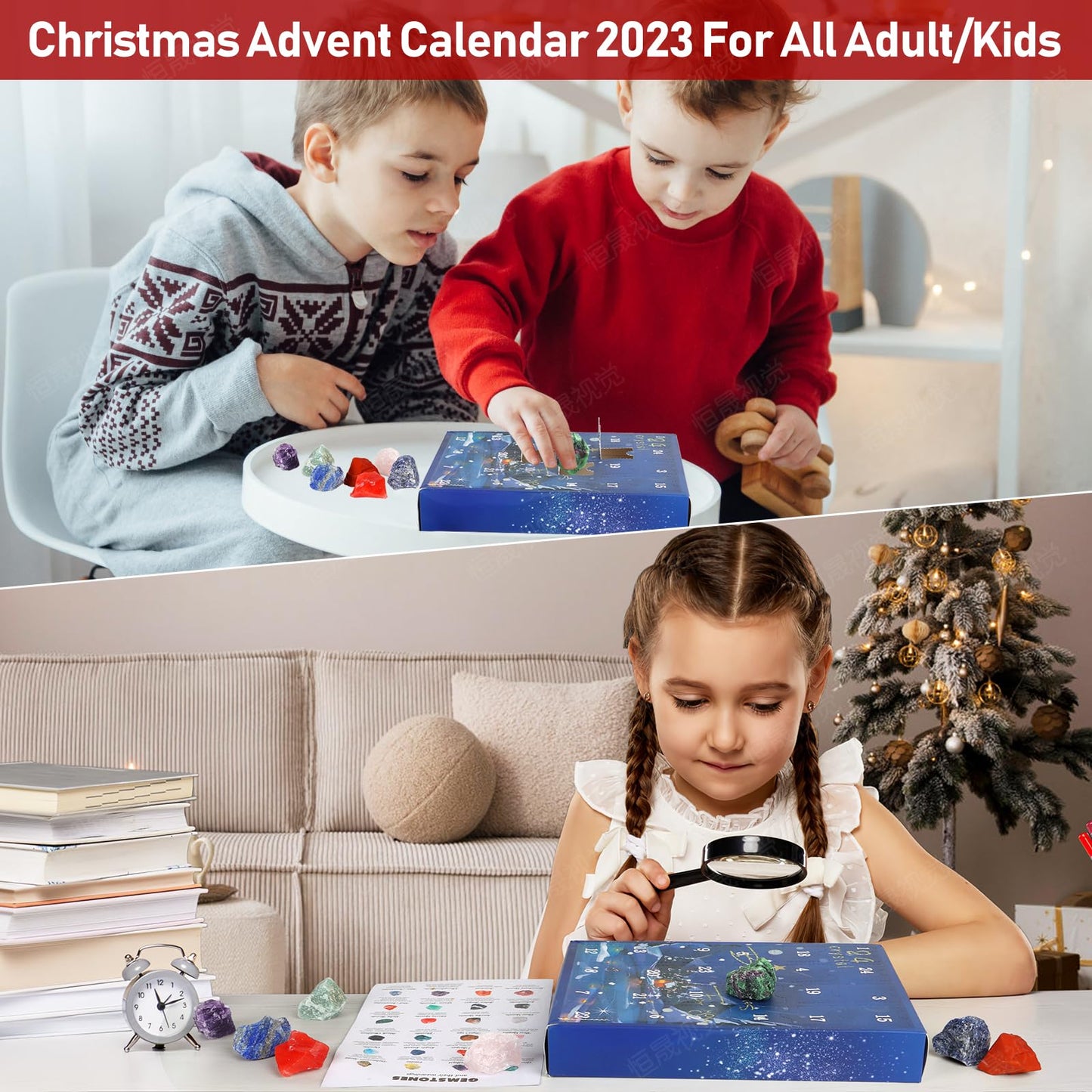 Christmas Advent Calendar Enthusiasts Rocks Collection for Xmas Girls Boys Kids Men Women